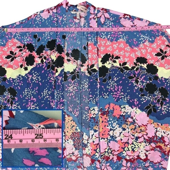 Victoria's Secret Floral Kimono Cardigan Cover Up Blouse Open Front‎ Size XS/S - Picture 6 of 8
